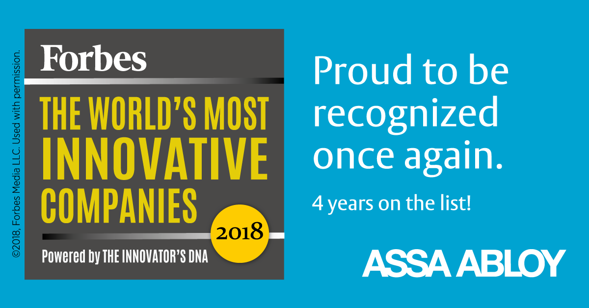 ASSA ABLOY reconhecida pela Forbes como uma das empresas mais inovadoras em todo o mundo