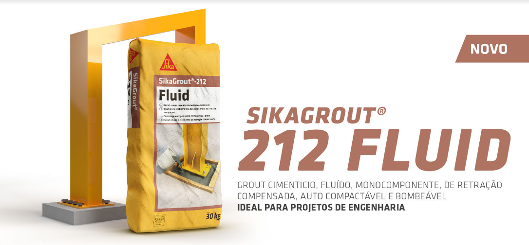 Nova argamassa SikaGrout®-212 Fluid substitui SikaGrout®-213 e SikaGrout®-218