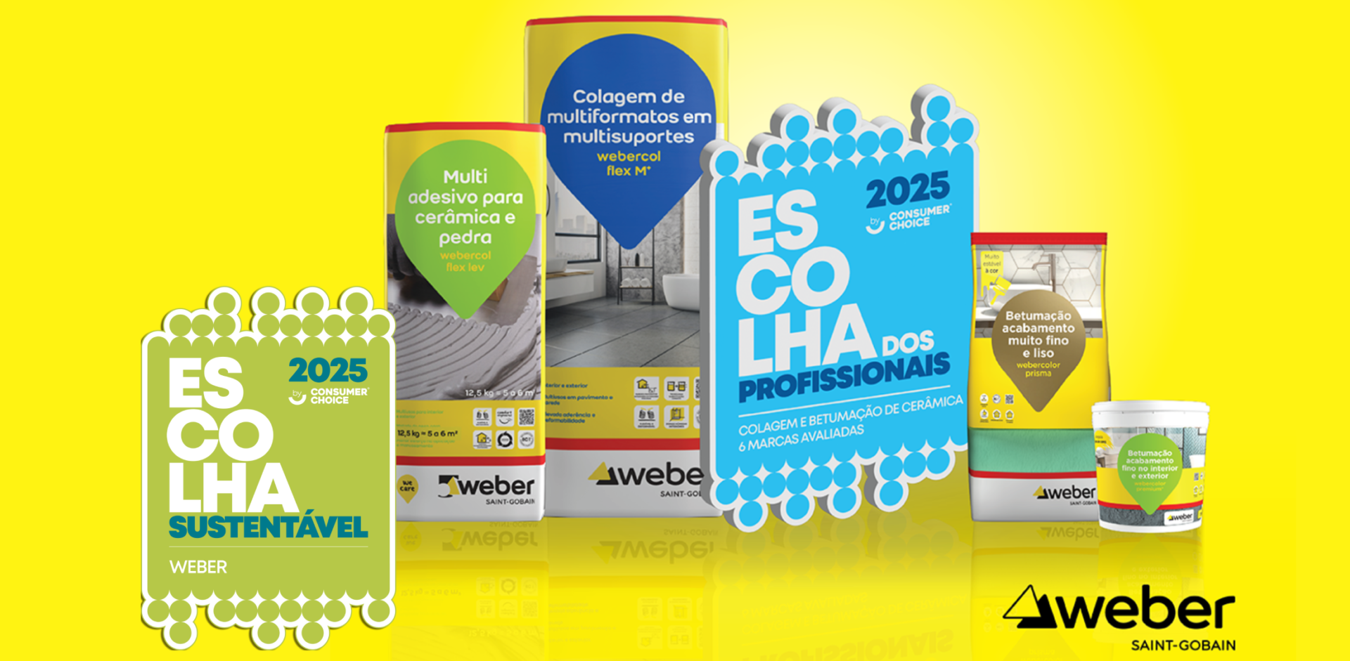 Weber é marca ‘Escolha dos Profissionais’ pelo 5º ano consecutivo e vence Prémio ‘Escolha Sustentável’ com webercol flex lev